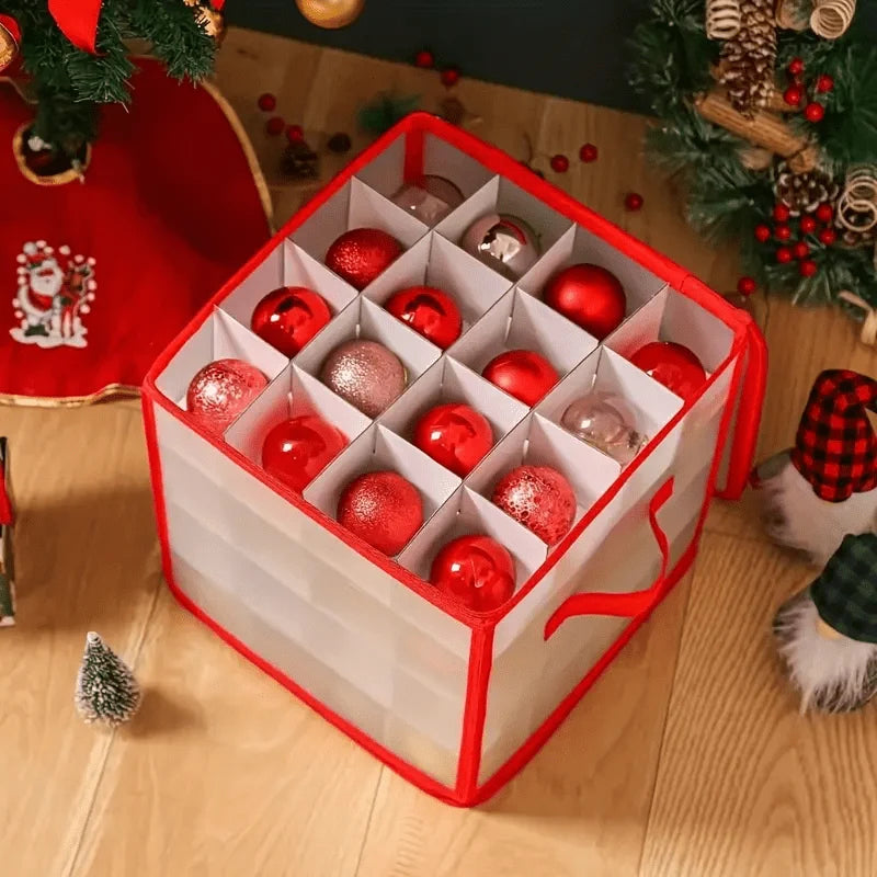 Ornament Storage Box Clear Plastic Divided Compartments Stackable