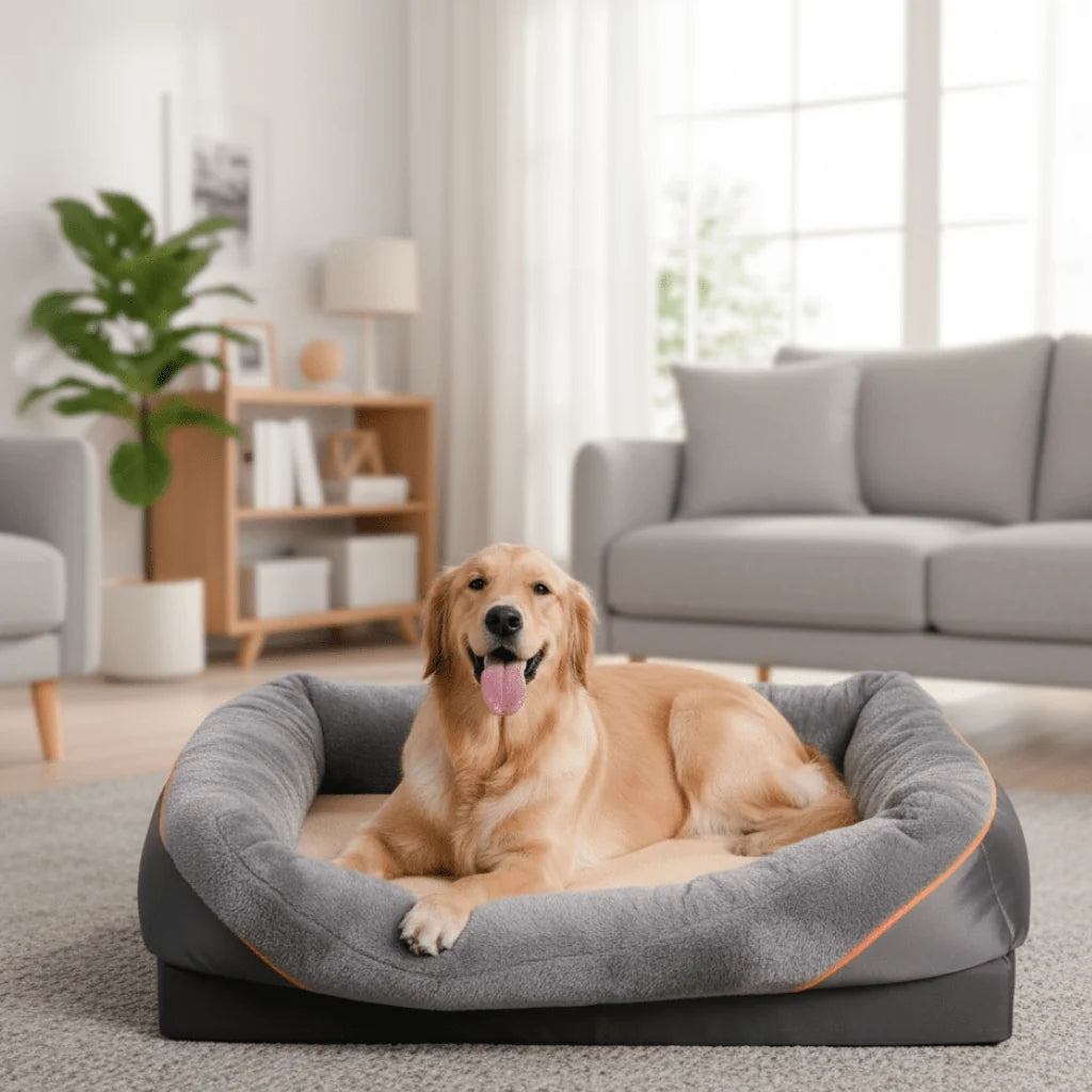 Orthopedic Dog Bed Memory Foam Raised Pillow Waterproof Cover
