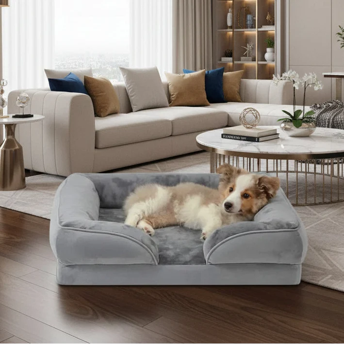 Orthopedic Dog Bed Velvet Cover Removable Machine-Washable