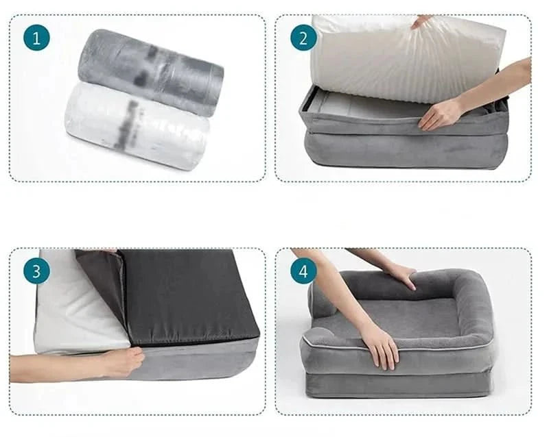 Orthopedic Dog Bed Velvet Cover Removable Machine-Washable