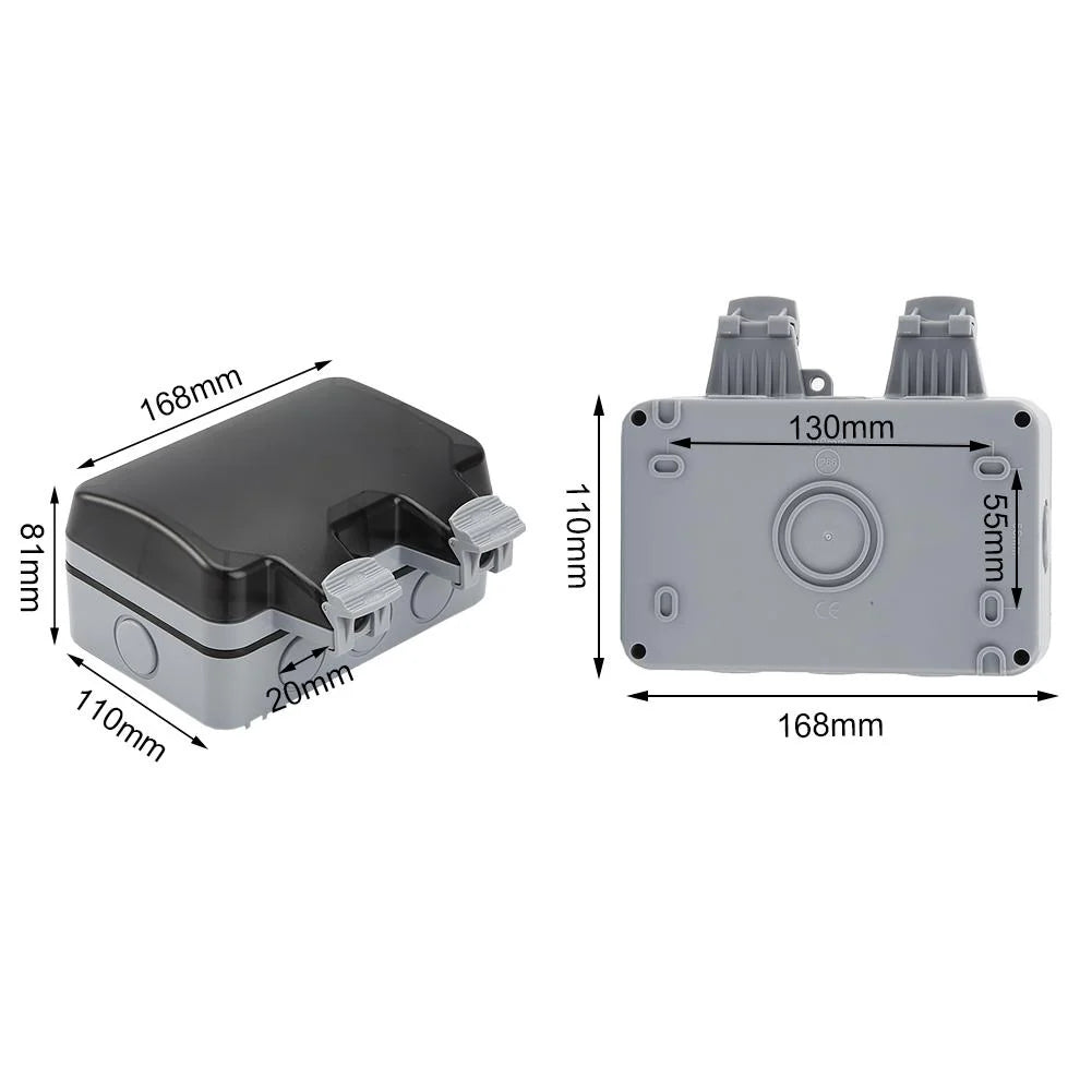 Outdoor Double Socket IP66 Weatherproof Lockable Cover