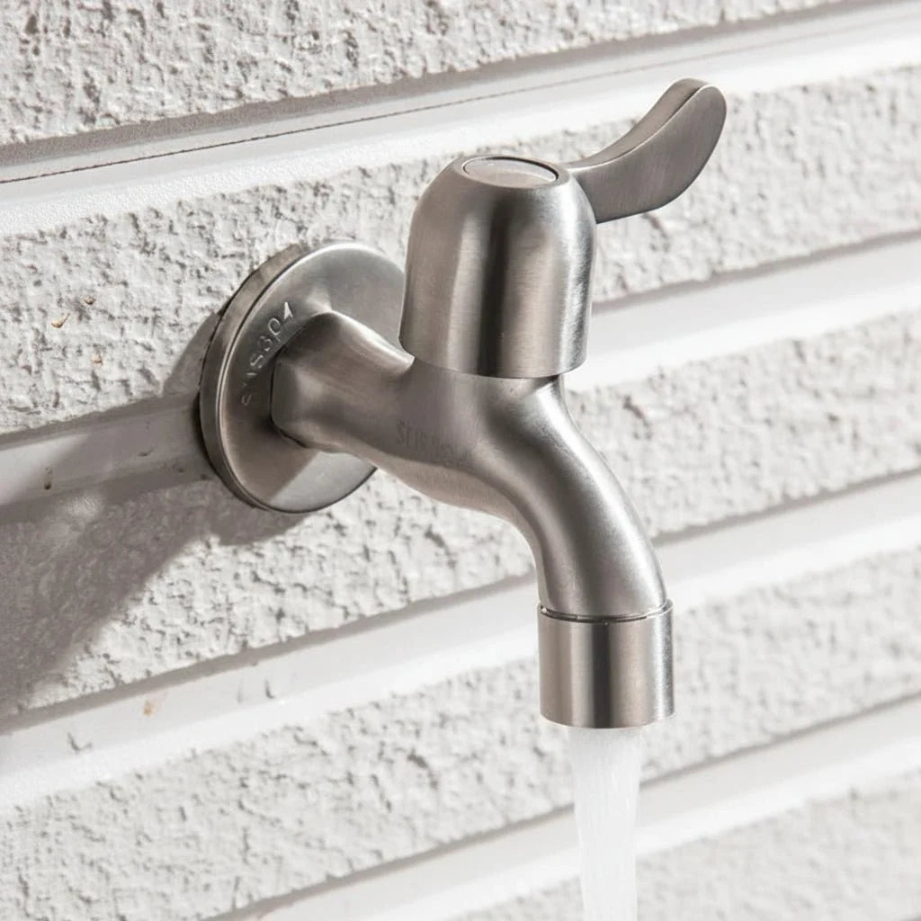 Outdoor Faucet Wall-Mounted 304 Stainless Steel Rust-Resistant