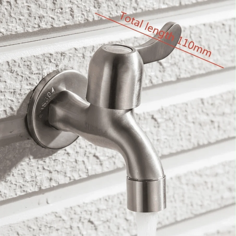 Outdoor Faucet Wall-Mounted 304 Stainless Steel Rust-Resistant
