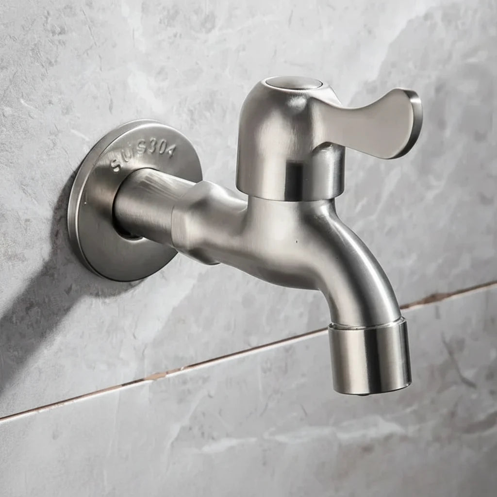 Outdoor Faucet Wall-Mounted 304 Stainless Steel Rust-Resistant