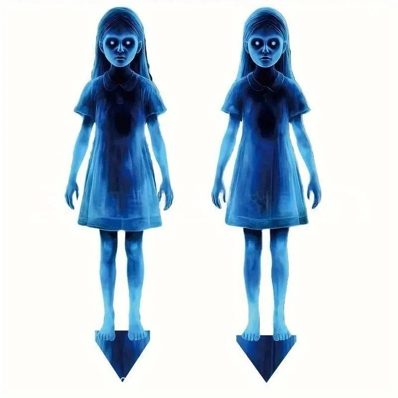Outdoor Halloween Decoration Lighted Twin Ghost Stakes Reusable