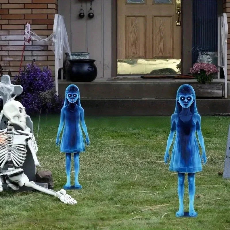 Outdoor Halloween Decoration Lighted Twin Ghost Stakes Reusable