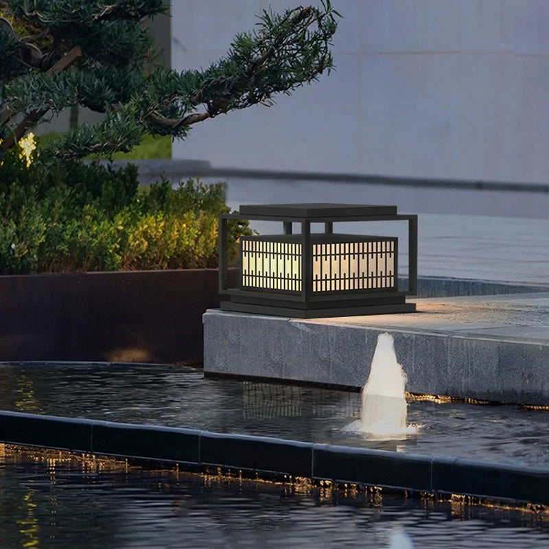 Outdoor Lantern Geometric Design Solar-Powered Weather-Resistant