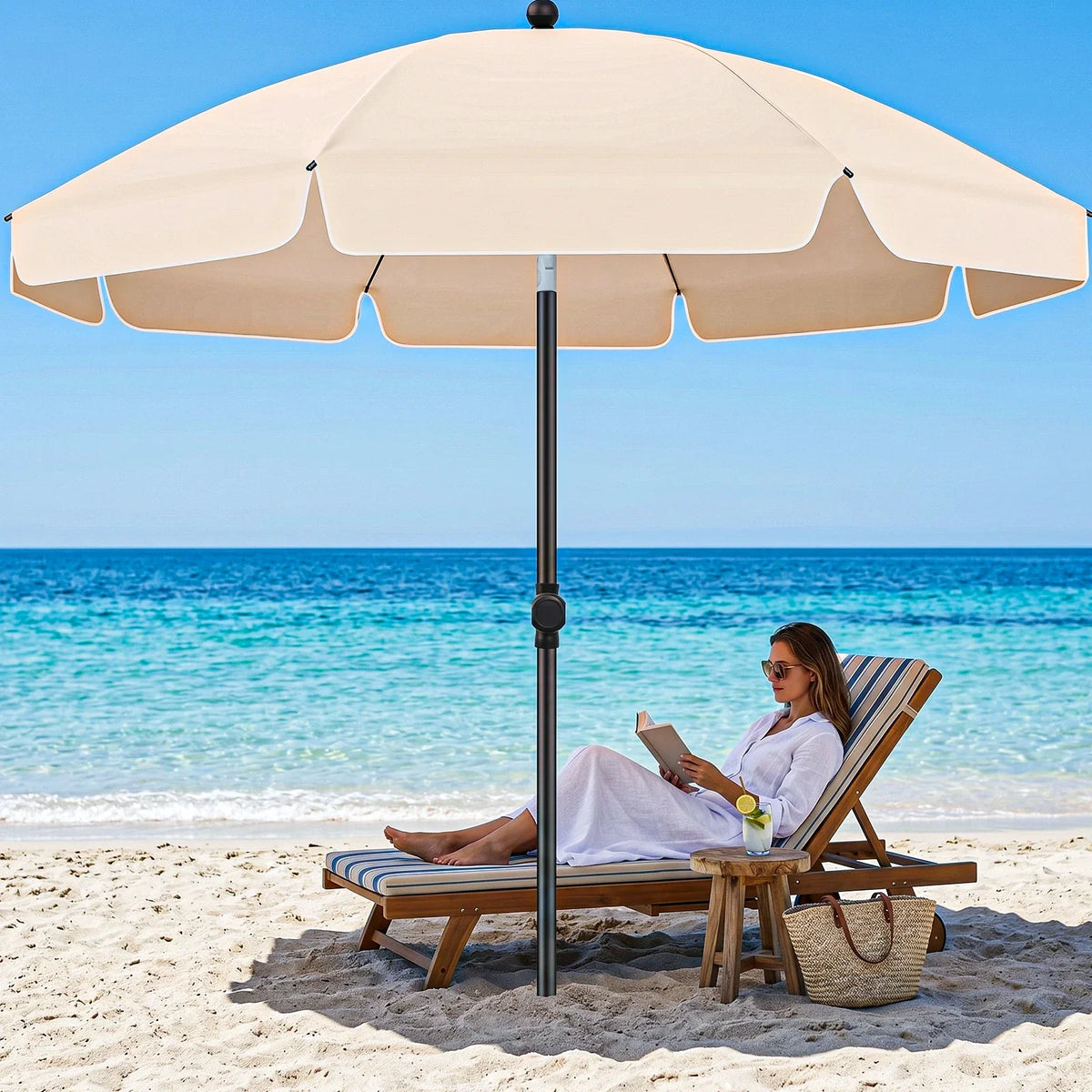 Outdoor Parasol Adjustable Tilt UV-Resistant 79-Inch Canopy