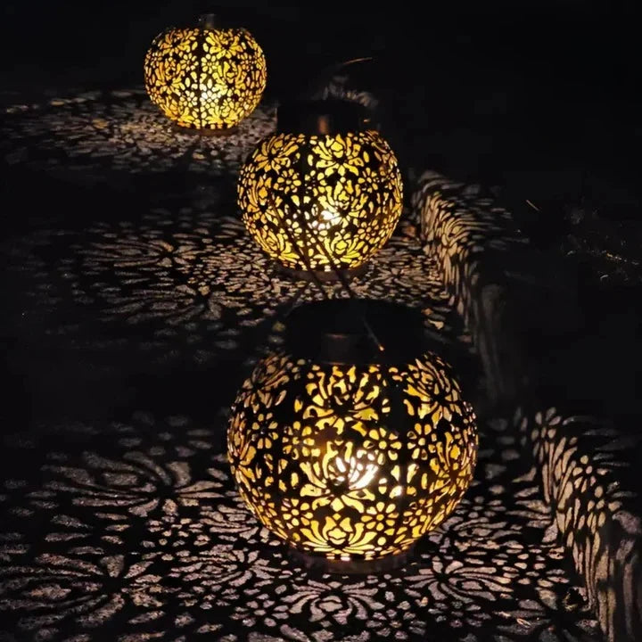 Outdoor Pendant Light Solar-Powered LED Remote-Controlled Brightness & Timer