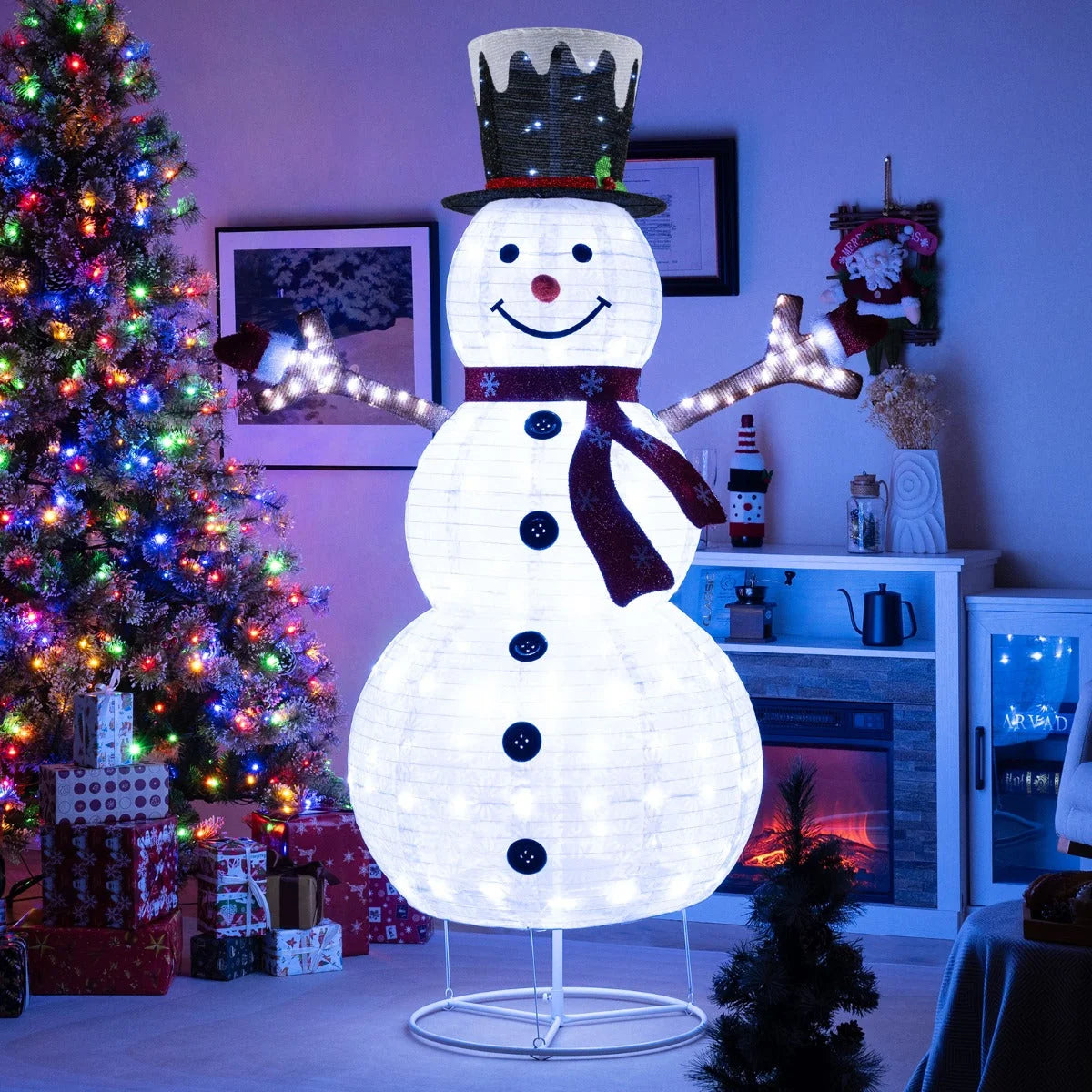 Outdoor Pop-Up Snowman Decoration 180 LED Weather-Resistant