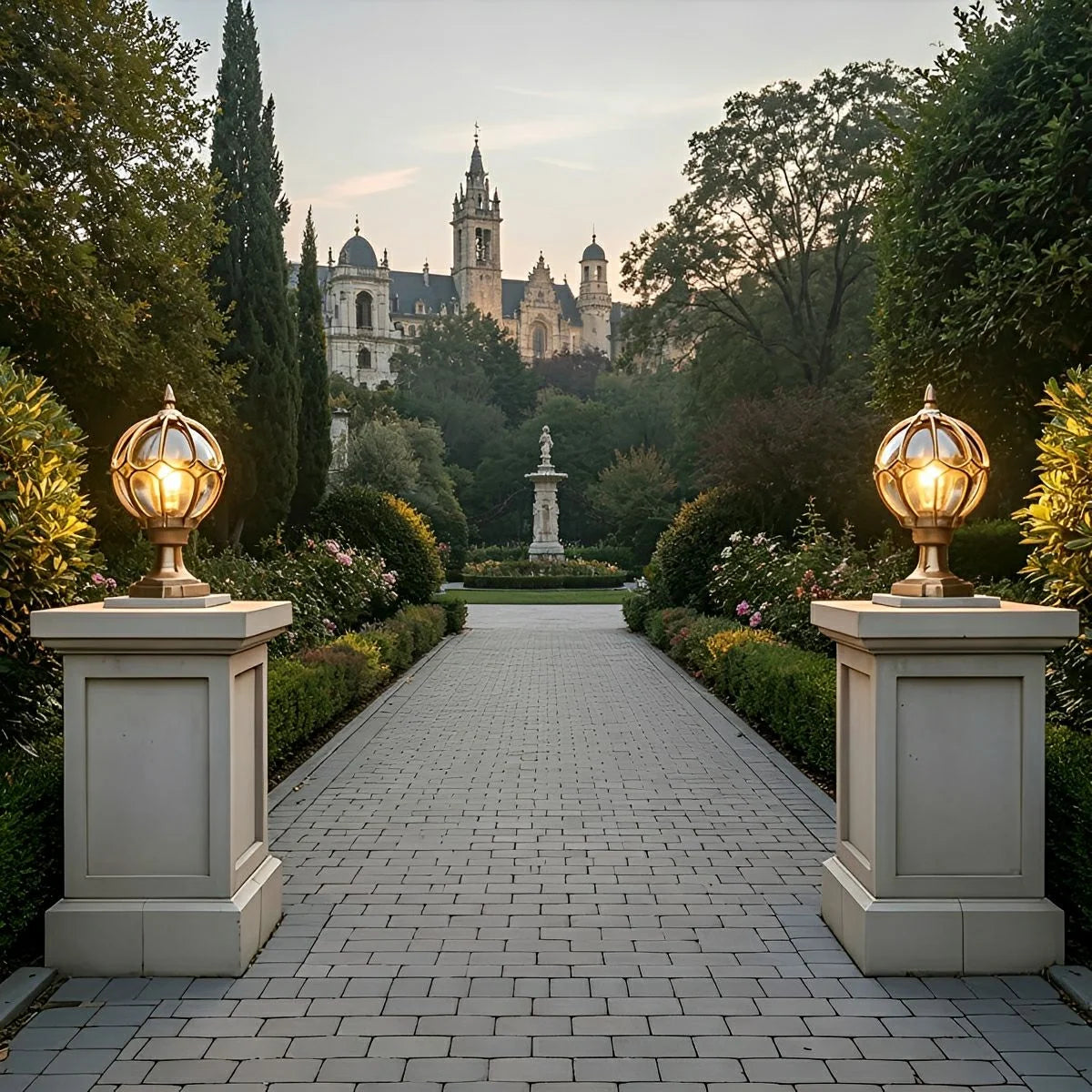 Outdoor Post Light Textured Glass Globe IP54 Rated