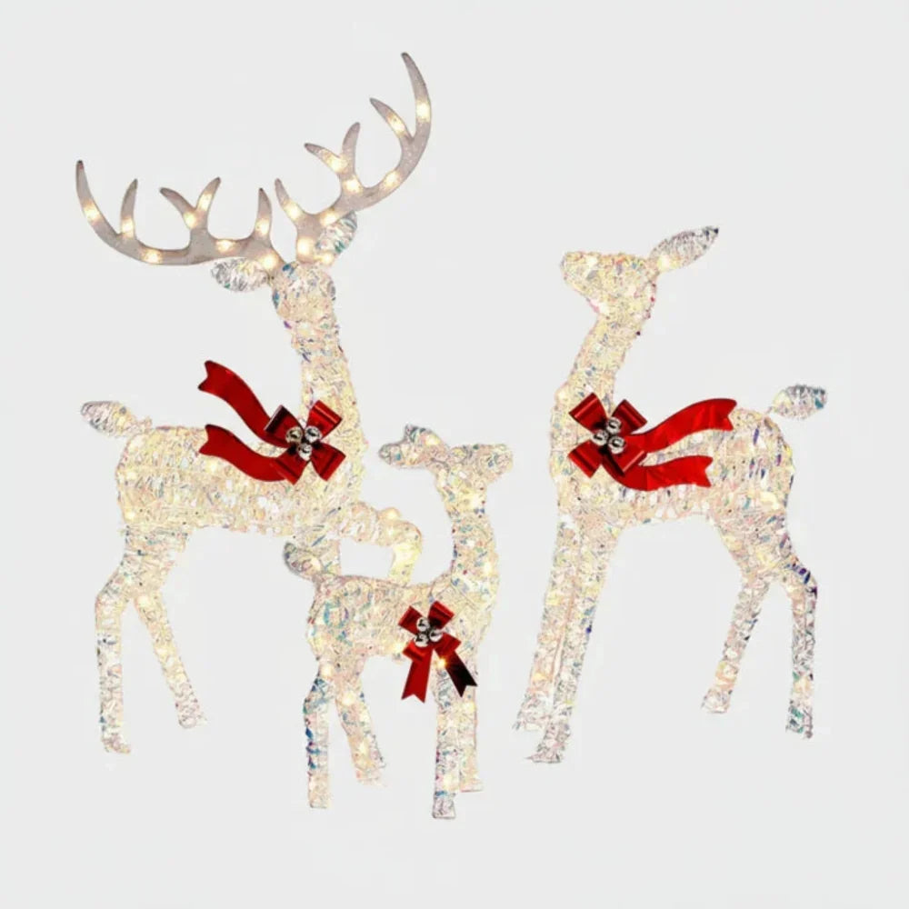 Outdoor Reindeer Decoration 3D Powder-Coated Steel Weatherproof LEDs