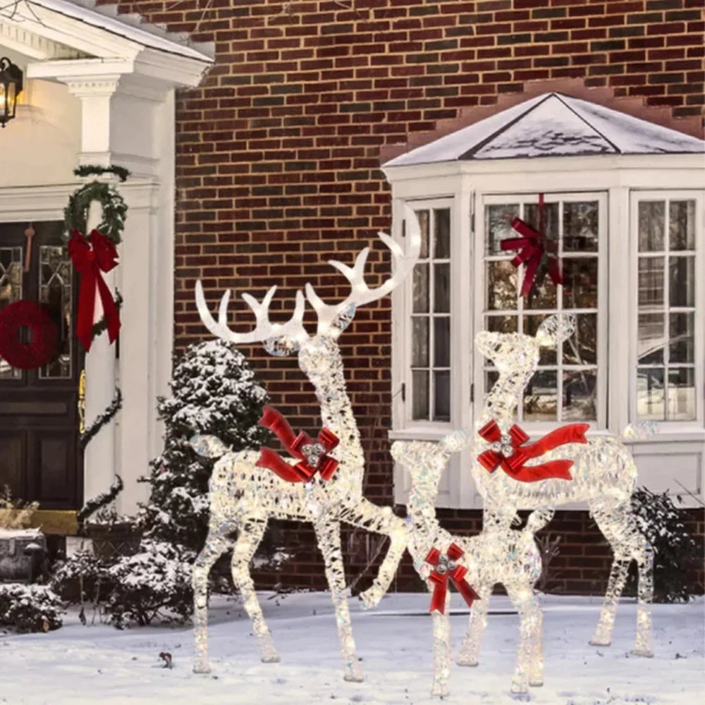 Outdoor Reindeer Decoration 3D Powder-Coated Steel Weatherproof LEDs