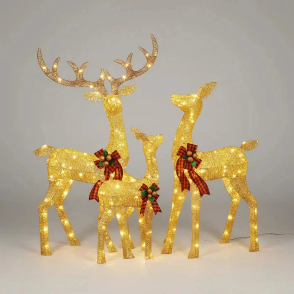 Outdoor Reindeer Decoration 3D Powder-Coated Steel Weatherproof LEDs