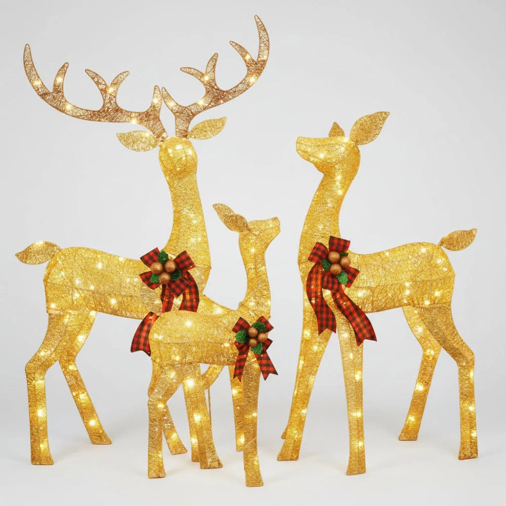 Outdoor Reindeer Decoration 3D Powder-Coated Steel Weatherproof LEDs