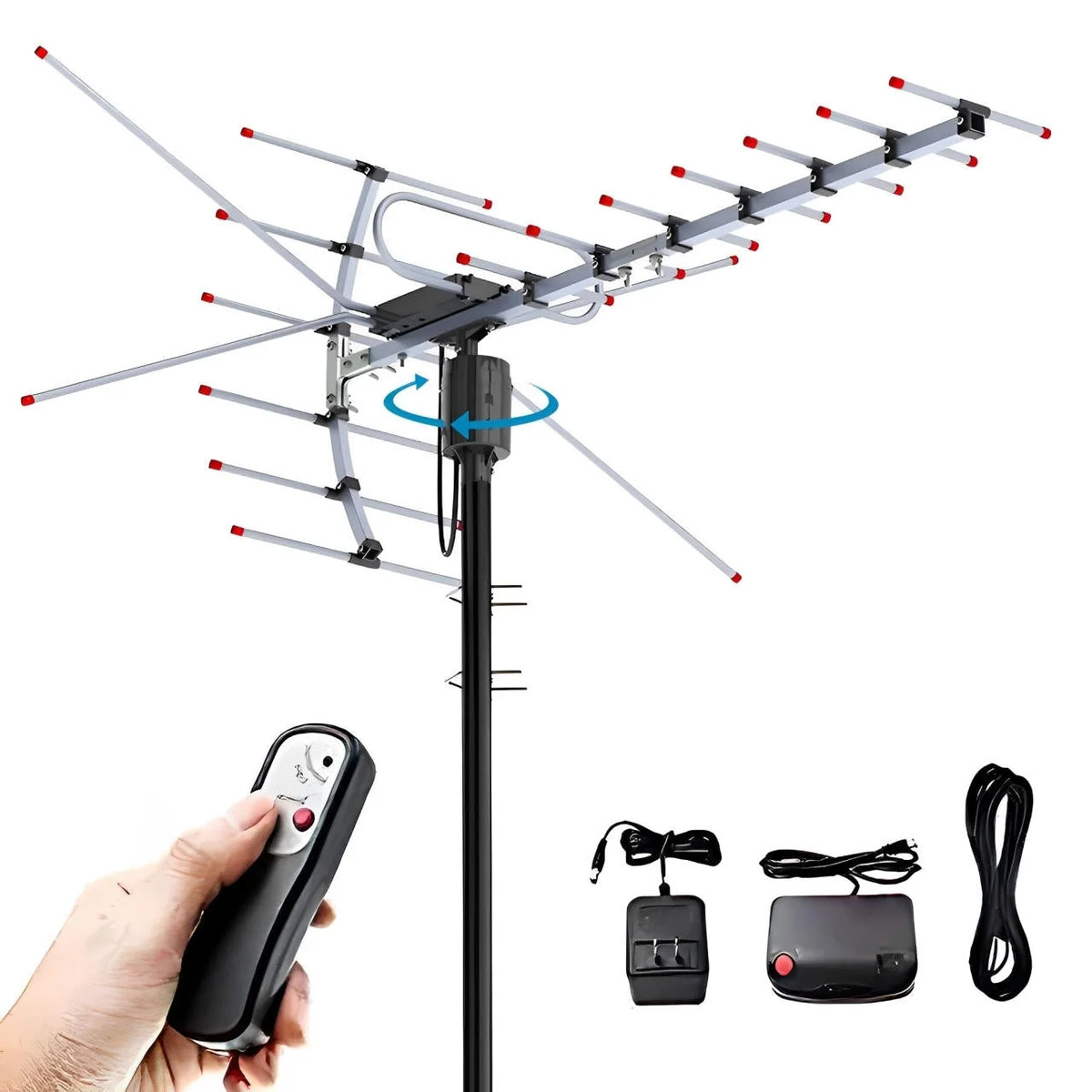 Outdoor TV Antenna Motorized 360-Degree Weatherproof Dual-Band