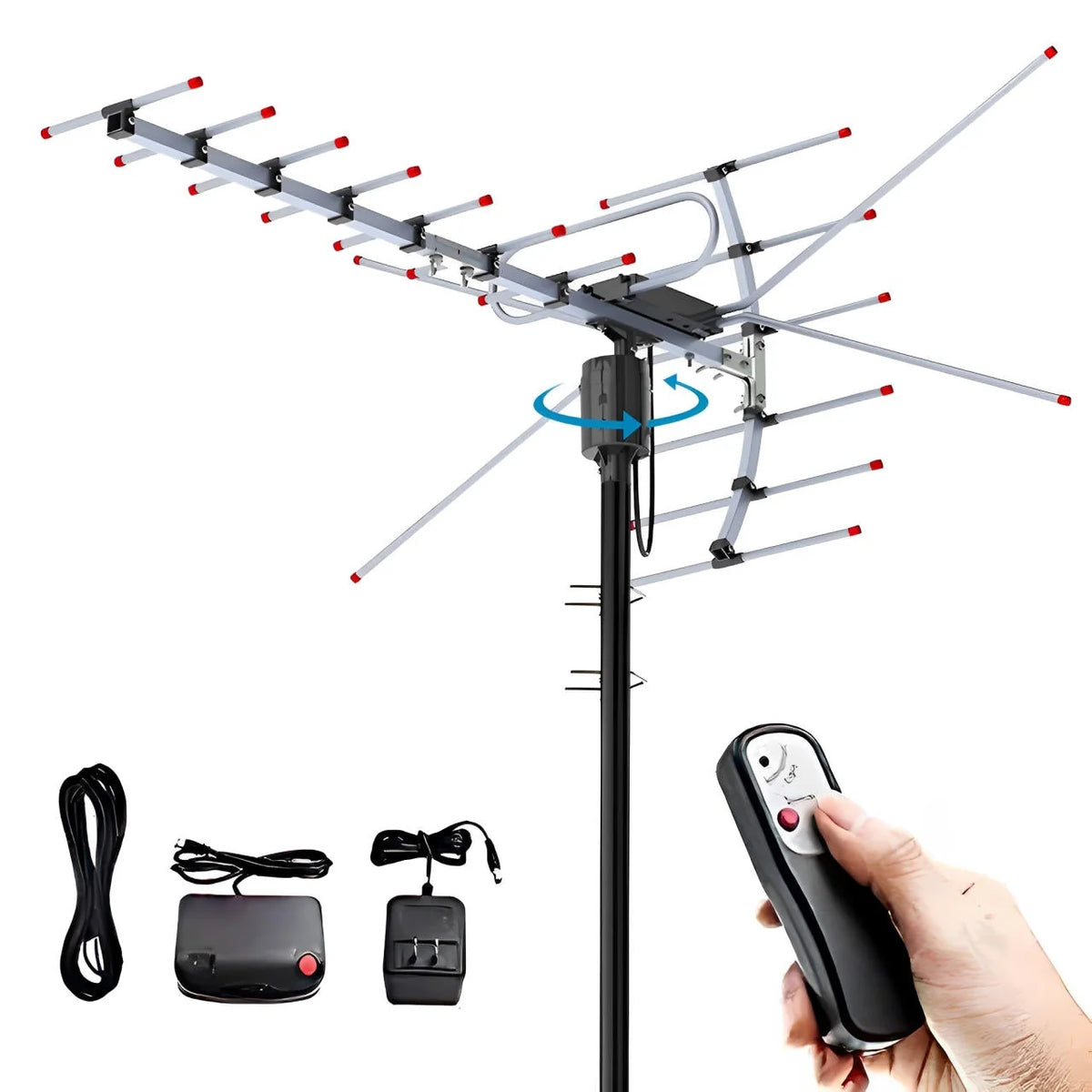 Outdoor TV Antenna Motorized 360-Degree Weatherproof Dual-Band