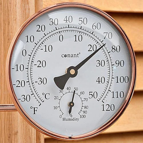 Outdoor Thermometer & Hygrometer Brass Fahrenheit & Celsius