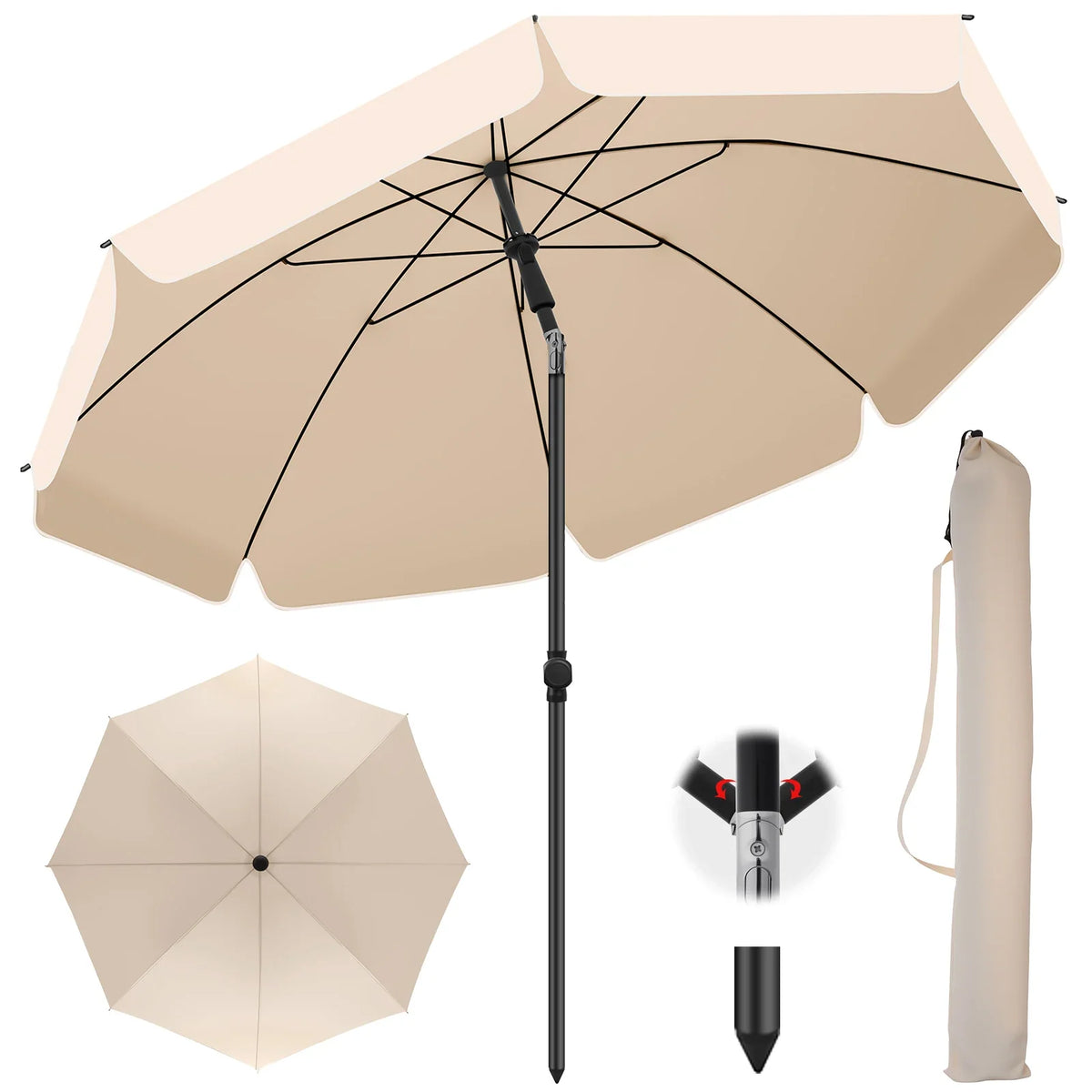 Outdoor Umbrella Adjustable Tilt UV-Resistant 79-Inch Canopy