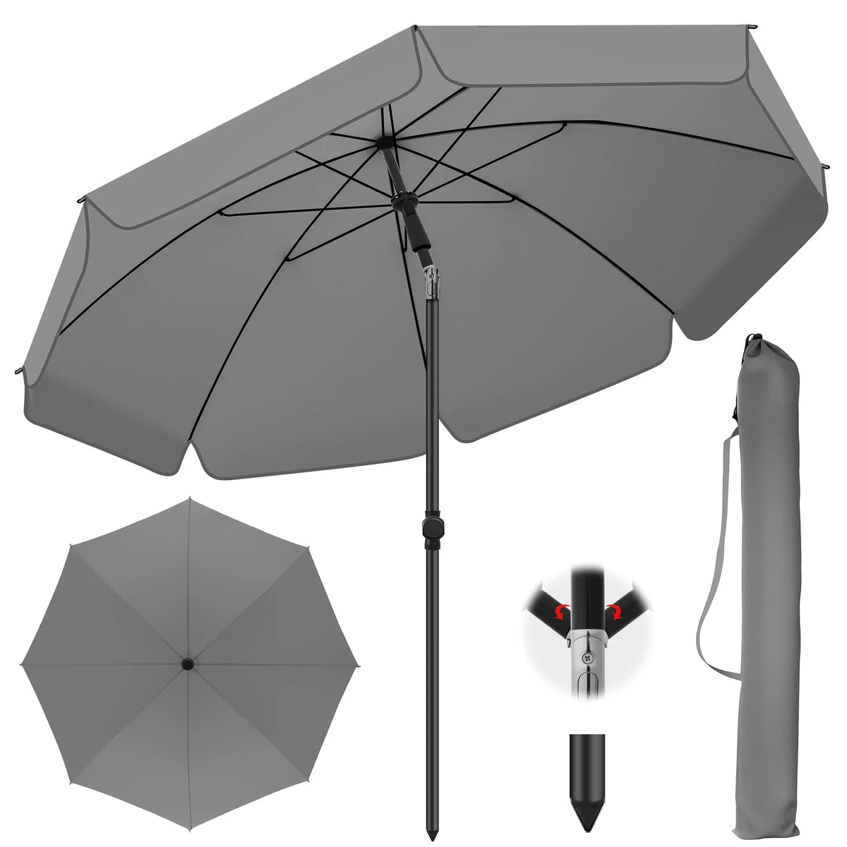Outdoor Umbrella Adjustable Tilt UV-Resistant 79-Inch Canopy