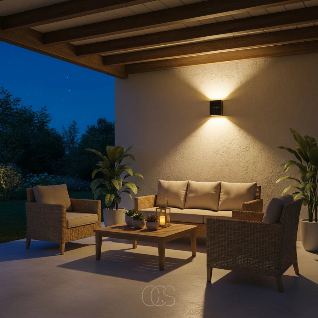 Outdoor Wall Light Solar Powered Dusk Activated IP65 Waterproof