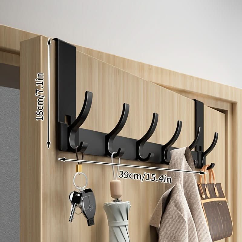 Over-Door Hook Rack Aluminum No-Drill Installation Space-Saving
