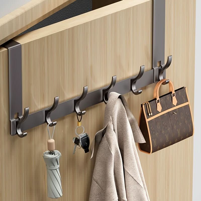 Over-Door Hook Rack Aluminum No-Drill Installation Space-Saving