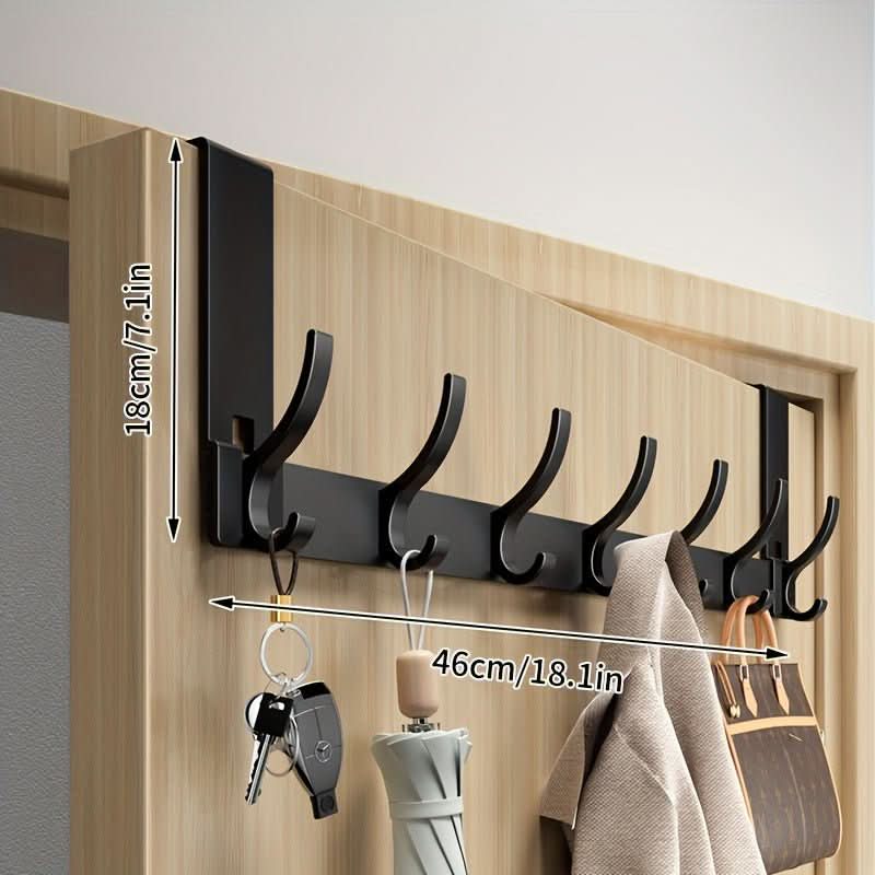 Over-Door Hook Rack Aluminum No-Drill Installation Space-Saving