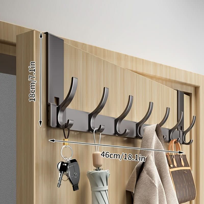 Over-Door Hook Rack Aluminum No-Drill Installation Space-Saving
