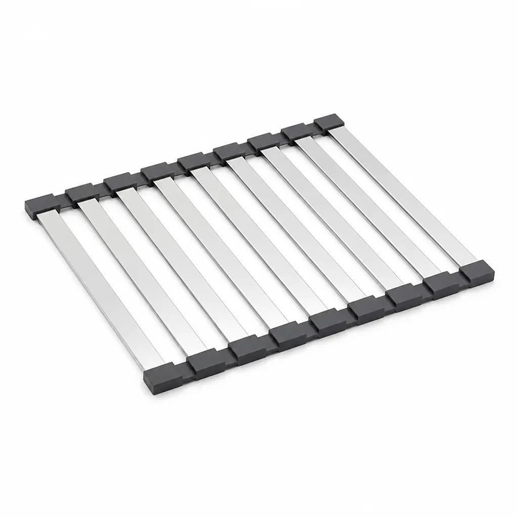 Over-Sink Drain Rack Heat-Resistant Stainless Steel & Non-Slip Corners