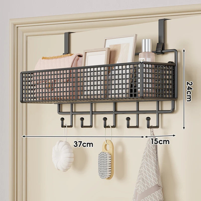 Over-The-Door Storage Basket Two-Tier Mesh Tool-Free Installation