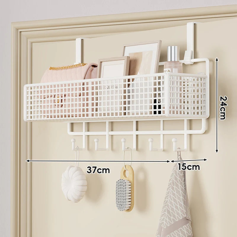 Over-The-Door Storage Basket Two-Tier Mesh Tool-Free Installation