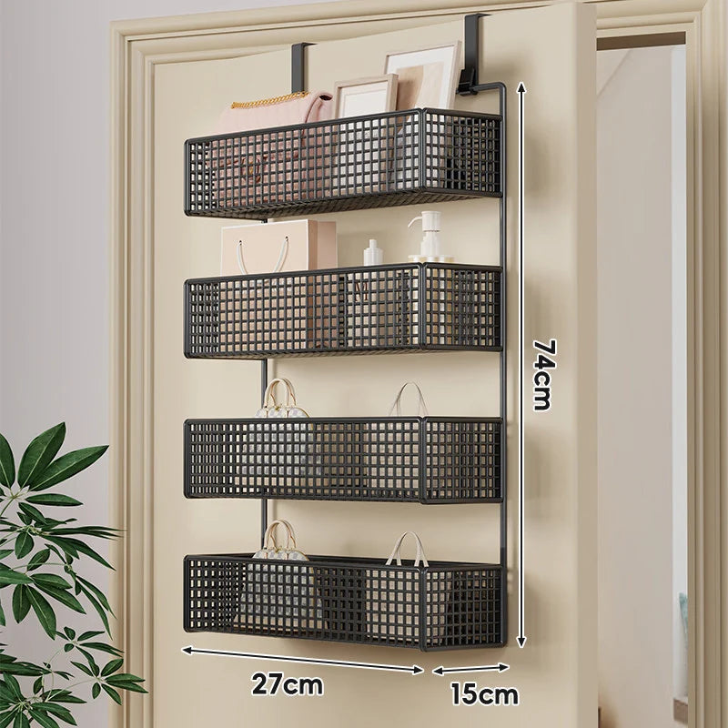 Over-The-Door Storage Basket Two-Tier Mesh Tool-Free Installation
