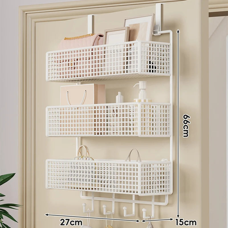 Over-The-Door Storage Basket Two-Tier Mesh Tool-Free Installation