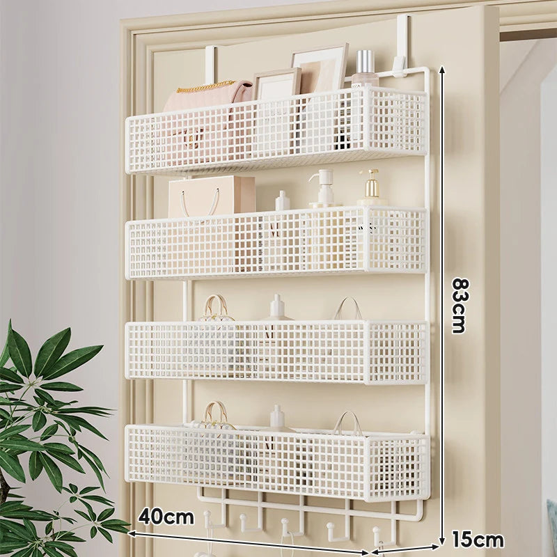 Over-The-Door Storage Basket Two-Tier Mesh Tool-Free Installation