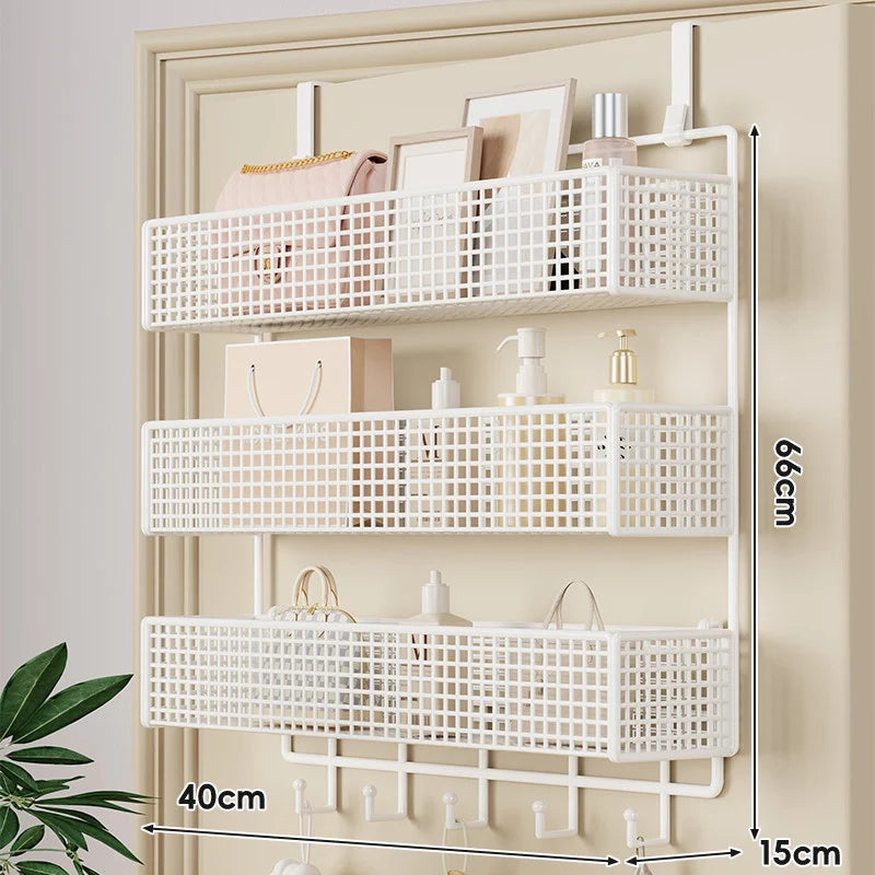 Over-The-Door Storage Basket Two-Tier Mesh Tool-Free Installation
