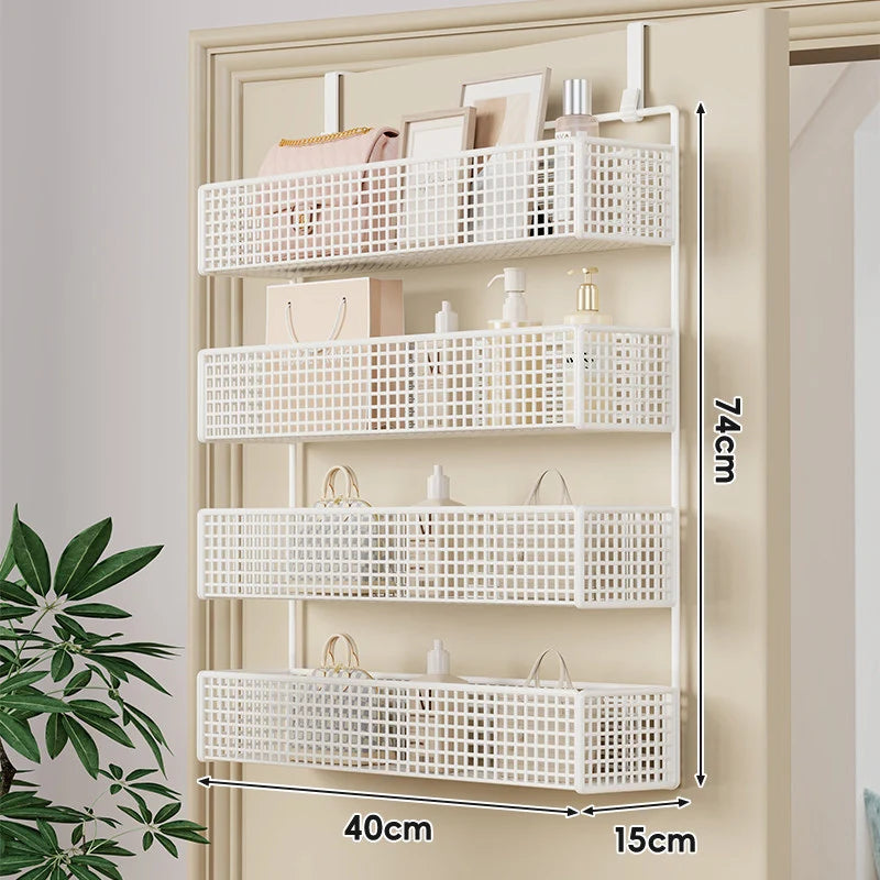 Over-The-Door Storage Basket Two-Tier Mesh Tool-Free Installation