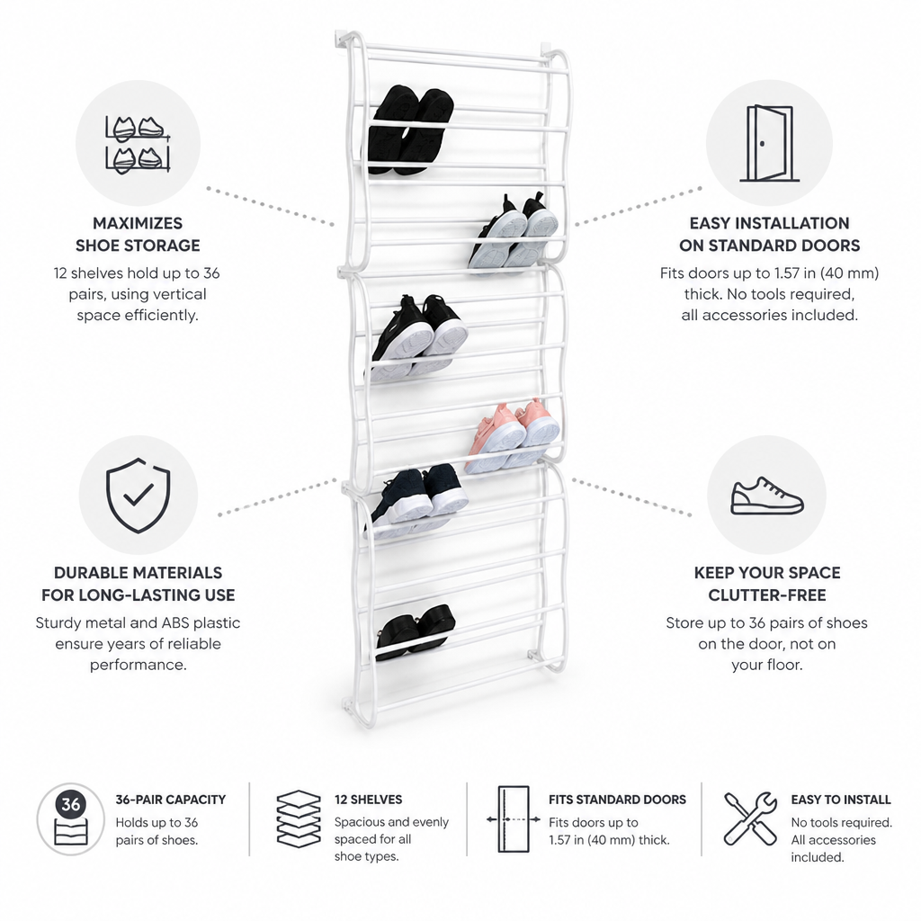 Over-the-Door Space-Saving Shoe Rack (36-Pair Capacity)