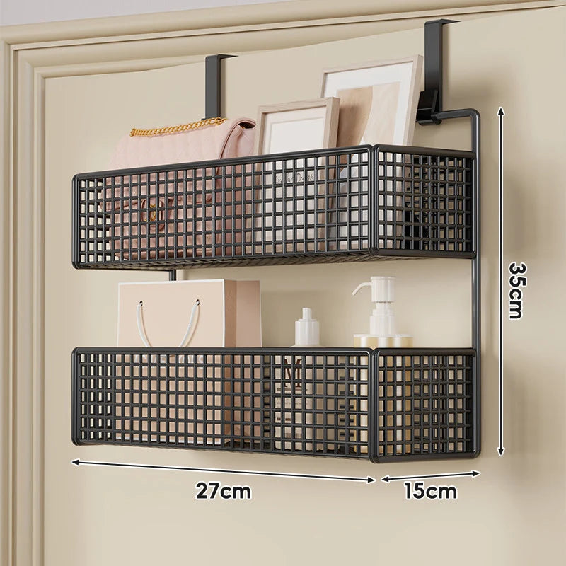 Over-the-Door Storage Basket Two-Tier Tool-Free Hanging