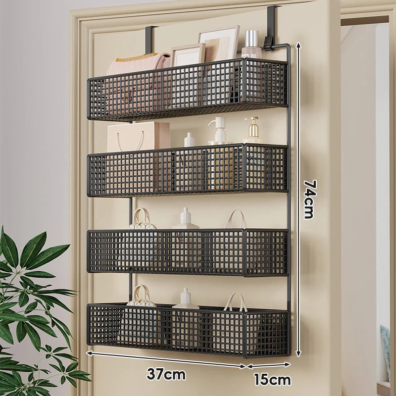 Over-the-Door Storage Basket Two-Tier Tool-Free Hanging