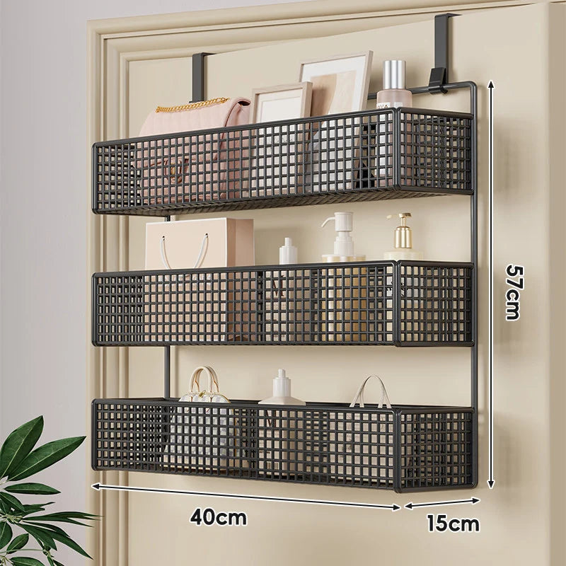 Over-the-Door Storage Basket Two-Tier Tool-Free Hanging