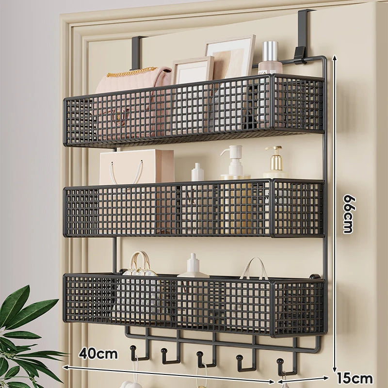 Over-the-Door Storage Basket Two-Tier Tool-Free Hanging