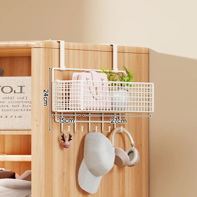Over-the-Door Storage Organizer Four-Tier Mesh Baskets With Hooks