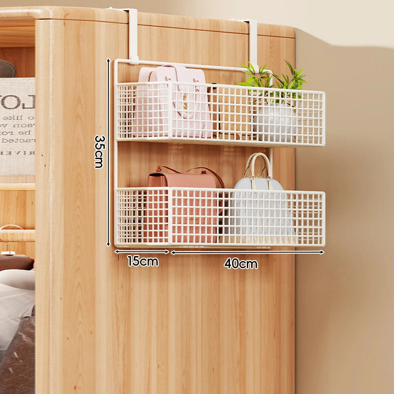 Over-the-Door Storage Organizer Four-Tier Mesh Baskets With Hooks