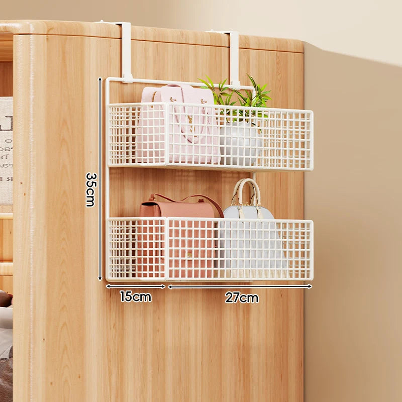 Over-the-Door Storage Organizer Four-Tier Mesh Baskets With Hooks