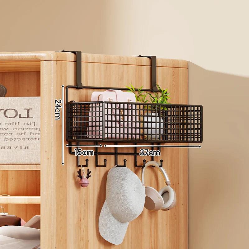 Over-the-Door Storage Organizer Four-Tier Mesh Baskets With Hooks