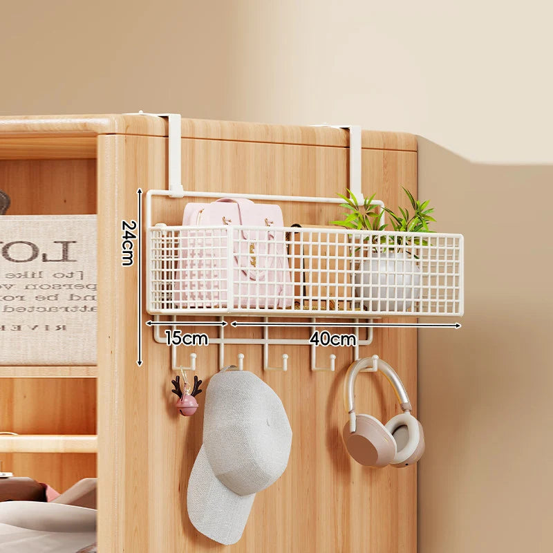 Over-the-Door Storage Organizer Four-Tier Mesh Baskets With Hooks