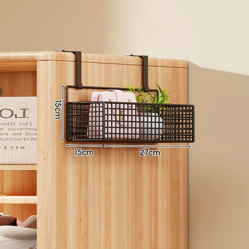 Over-the-Door Storage Organizer Four-Tier Mesh Baskets With Hooks
