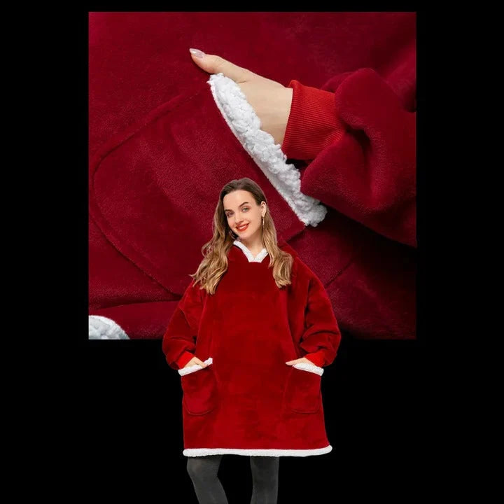 Oversized Blanket Hoodie Flannel & Microfiber Lined Front Pocket