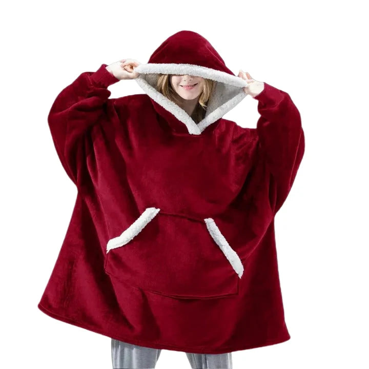 Oversized Blanket Hoodie Flannel & Microfiber Lined Front Pocket